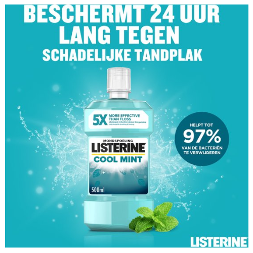 LISTERINE Cool Mint mondwater, verfrissende mondwaterspoeling - 500ml