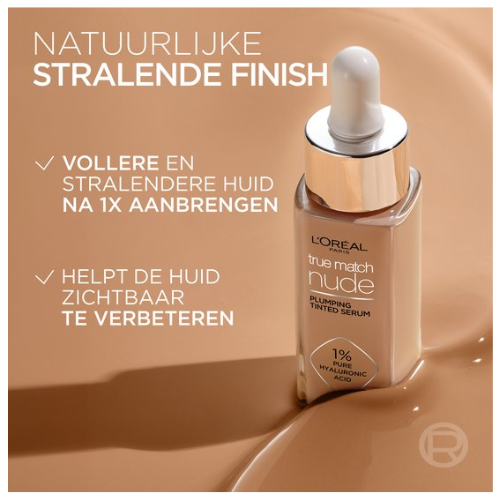 L'Oréal Paris True Match Nude Volumegevend Getint Serum Foundation met hyaluronzuur - 1-2 Rosy Light - 30ml - Vegan