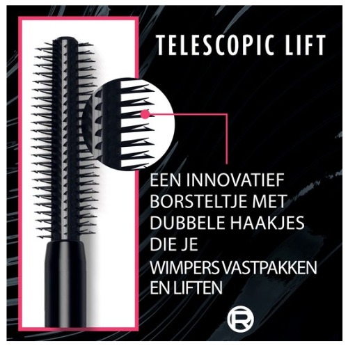L'Oréal Paris Telescopic Lift Mascara Waterproof - Lange, gelifte wimpers en volume +5mm - Verrijkt met ceramidencomplex - Zwart - 9,9ML