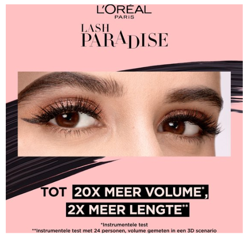 L’Oréal Paris Lash Paradise Zwarte Mascara - 01 Black - Zwarte Volume Mascara Verrijkt met bloemolie - 6,4 ml
