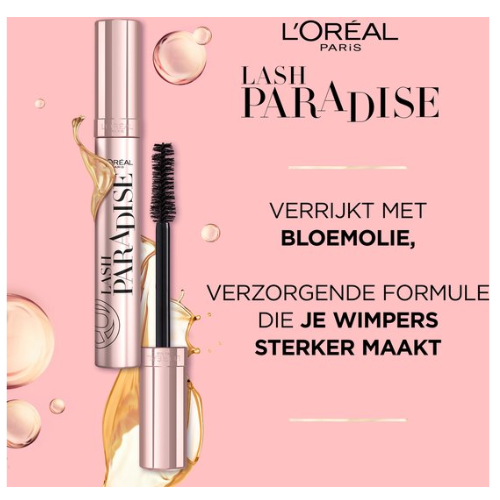 L’Oréal Paris Lash Paradise Zwarte Mascara - 01 Black - Zwarte Volume Mascara Verrijkt met bloemolie - 6,4 ml