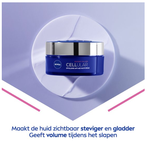 NIVEA CELLular Expert Filler Anti-Age Nachtcrème - Alle Huidtypes - Crème met Hyaluronzuur en Foliumzuur - Hydraterend en Anti-Rimpel Effect - 50 ml