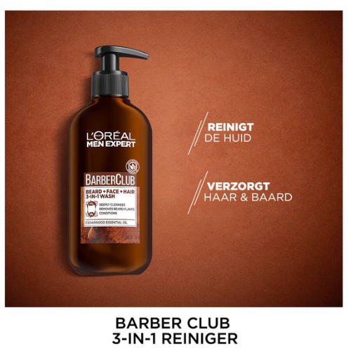 L'Oréal Paris Men Expert BarberClub 3-in-1 Face Wash - 200 ml - Baard, Gezicht en Haar Reiniger