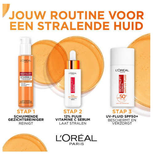 L’Oréal Paris Revitalift Clinical Anti-UV Fluid SPF 50 met Vitamine C* - Voorkomt de Eerste Tekenen van Huidveroudering - 50ml