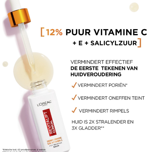 L'Oréal Paris Revitalift Clinical Pure Vitamine C 12% Serum - Samengesteld met vitamine E en salicylzuur - 30ml