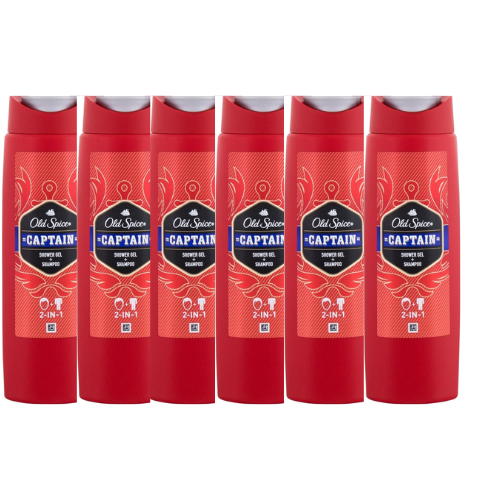 Old Spice Captain 2 in 1 douchegel - voordeelverpakking - 6 x 250 ml
