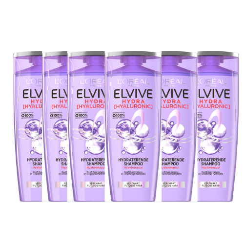 L'Oréal Paris Elvive Hydra Hyaluronic Shampoo - Voor verzwakt, futloos haar - voordeelverpakking - 6x 250 ml