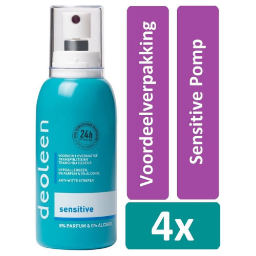 Deoleen Deodorant Spray 75 ml Sensitive Pomp - Voordeelverpakking- 4 stuks