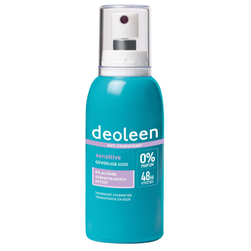 Deoleen Anti-transpirant - Pompspray Sensitive - Voorkomt overmatige transpiratie en transpiratiegeur - 48 uur effectief - 0% parfum & 0% alcohol - Deodorant - 75 ml