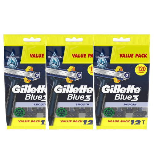 Gillette Blue3 smooth wegwerpscheermesjes - voordeelverpakking - 3 x 12pack