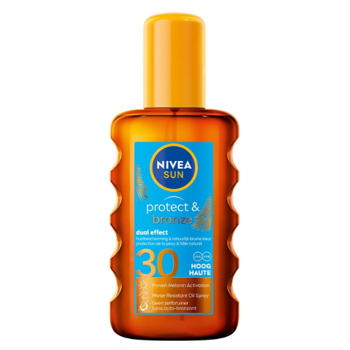 NIVEA SUN Protect & Bronze Zonnebrand Olie Spray SPF 30 - Zonnespray - Waterproof - Zonneolie Met pro-melanine extract - 200 ml