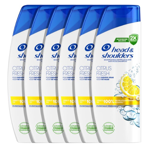 Head & Shoulders Citrus Fresh - Anti-Roos Shampoo - Voor Vet Haar - Dagelijks Gebruik - Voordeelverpakking 6 x 400 ml