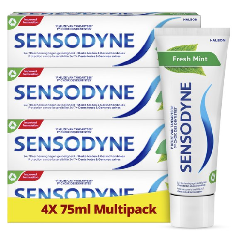 Sensodyne Fresh Mint tandpasta voor gevoelige tanden 4x75ml