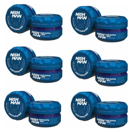 Nishman Hair wax  Styling Gumgum 01 Haarwax - Blauw 6 stuks