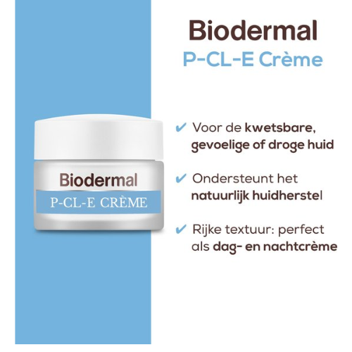 Biodermal P-Cl-E creme - Dagcreme - Deze dagcrème ondersteunt het herstellend vermogen van de droge huid - droge huid gezichtscreme - gezichtsverzorging - 50 ml