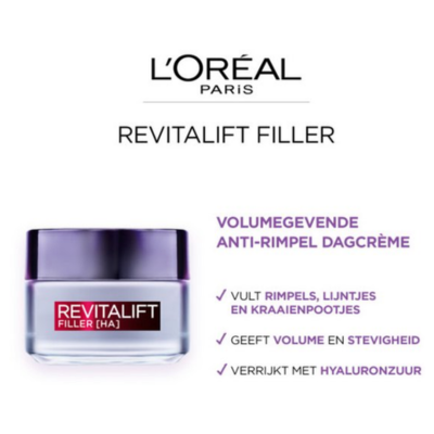 L’Oréal Paris Revitalift Filler Dagcrème - Verouderende huid, Gecombineerde huid, Normale huid, Gevoelige huid - 50ml