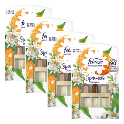 Ambi pur Febreze Spaanse Sinaasappel Luchtverfrisser Navulling - Lentegeur Luchtverfrisser - Limited Edition - voordeelverpakking 4 x20ml