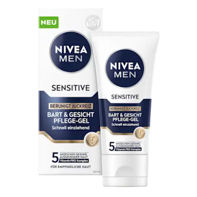 NIVEA MEN Sensitive Hydraterende Gezichtgel -baard - Moisturizer - 24H Hydratatie - Moisturizer - Gezichtsgel Mannen - 75 ml