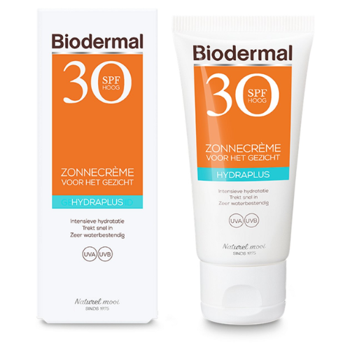 Biodermal Zonnebrand - Zonnebrandcreme gezicht - Hydraplus Face SPF30 50ml