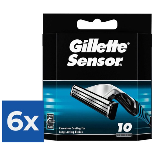 Gillette Sensor Scheermesjes Voor Mannen - 10 Navulmesjes - Voordeelverpakking 6 stuks