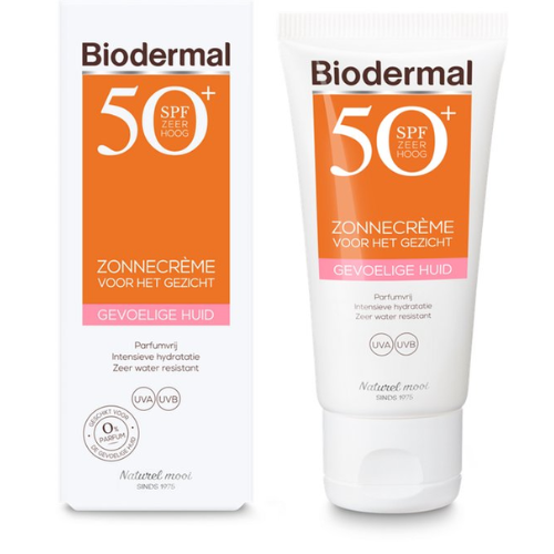 Biodermal Zonnebrand voor de Gevoelige huid - SPF 50 - Zonnebrand voor het gezicht - 50ml