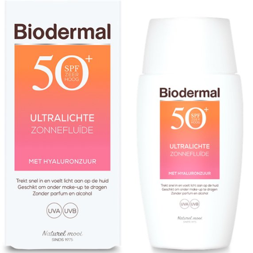 Biodermal Ultralichte Zonnefluide - Zonnebrand met SPF50+ - met hyaluronzuur - Zonnebrand gezicht