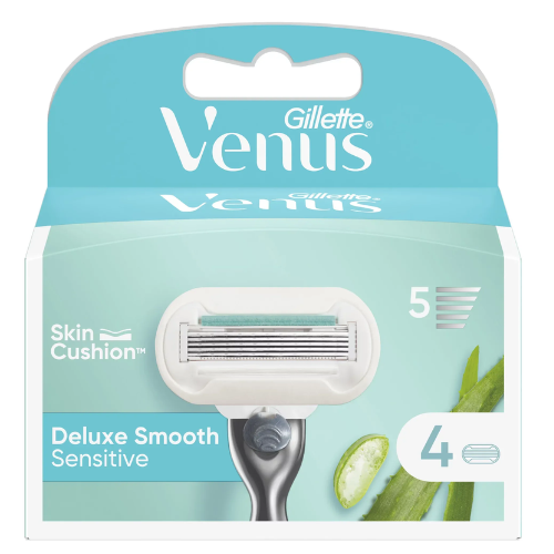 Gillette Venus Scheermesjes, Deluxe Smooth Sensitive - 4 Scheermesjes