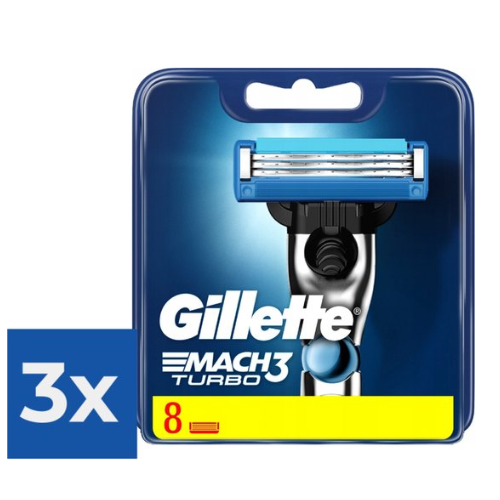Gillette Mach3 Turbo-8 stuks-scheermesjes - Voordeelverpakking 3 stuks