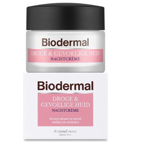 Biodermal Nachtcrème Droge & Gevoelige Huid - Hydrateert en herstelt - 50ml