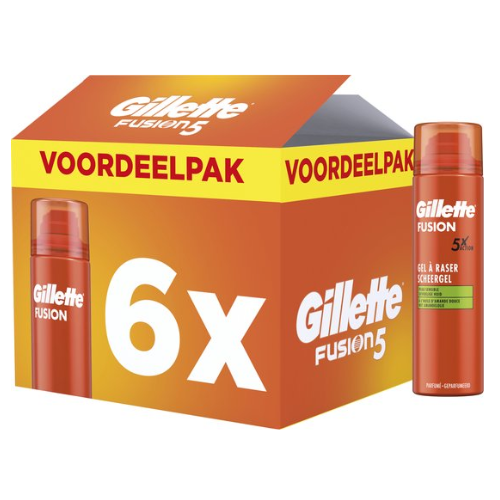 Gillette Fusion Scheergel - Met Amandelolie - Voor De Gevoelige Huid - voordeelverpakking 6 x 200ml