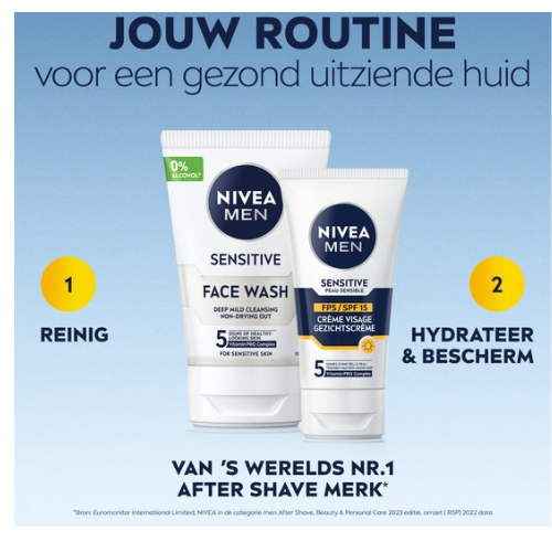 NIVEA MEN Sensitive Gezichtscrème - Dagcrème - Moisturizer - SPF 15 - Gevoelige huid - Met kamille en vitamine E - 75 ml