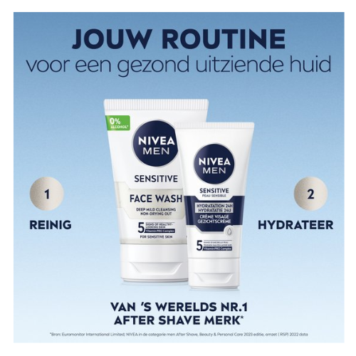 NIVEA MEN Sensitive Dagcrème Gezicht - 24H Hydratatie - Moisturizer - Gezichtscrème - Voordeelverpakking 2 x75 ml