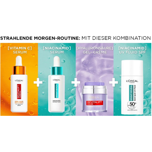 L'Oréal Bright Reveal Dark Spot UV Fluid Moisturizer met SPF50+ - voor een stralendere teint - Vermindert en Corrigeert Pigmentvlekken - 50 ml