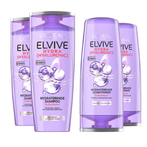 L'Oréal Elvive Hydra Hyaluronic Hydraterend - Shampoo 2x 250 ml & Conditioner 2x 200 ml - Pakket