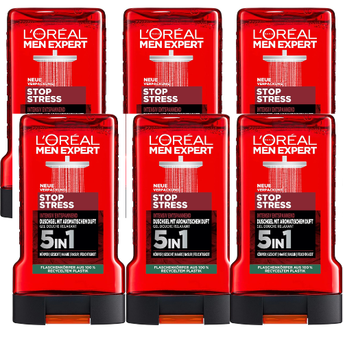 L'Oreal Men Expert Stop Stress douchegel  -  voordeelverpakking - 6 x 250ml