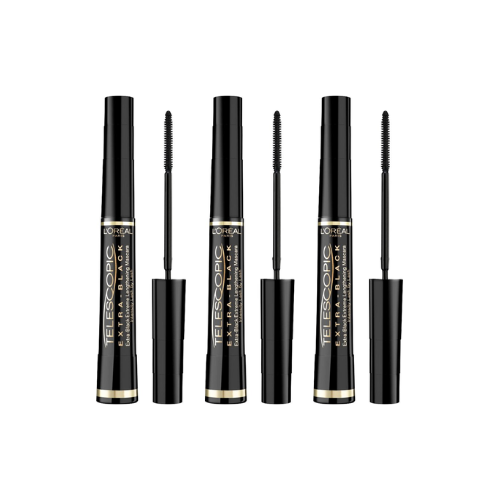 L’Oréal Paris Telescopic Mascara - Lengte Mascara voor Zichtbaar Langere Wimpers - Flexibel multi-precisie borsteltje - Extra Zwart - 8ML - voordeelverpakking - 3 Stuks