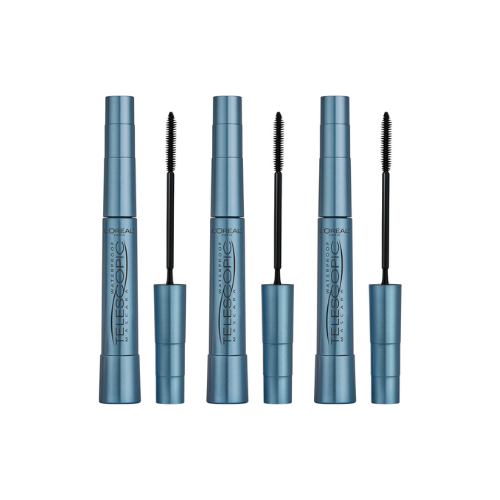 L’Oréal Paris Telescopic Mascara Waterproof - Lengte mascara voor zichtbaar langere wimpers - Volume zonder klontjes - Zwart - 8ml - voordeelverpakking - 3 Stuks