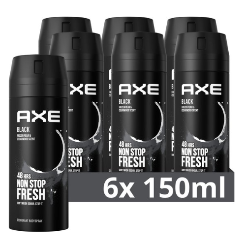 AXE Black Deodorant Bodyspray - 6 x 150 ml - Voordeelverpakking