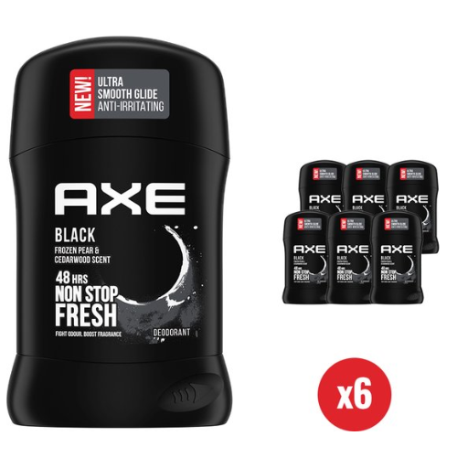 Axe - Deodorant Man - Stick - Black - 48h lang - 6 x 50 ml - Voordeelverpakking