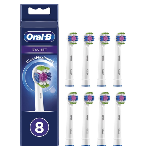 Oral-B 3D White - Met CleanMaximiser-technologie - Opzetborstels - 8 Stuks