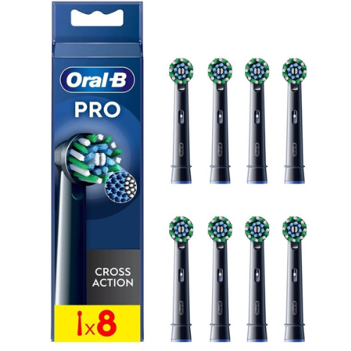Oral-B Cross Action Pro - Opzetborstels - Met CleanMaximiser Technologie - Zwart - 8 Stuks