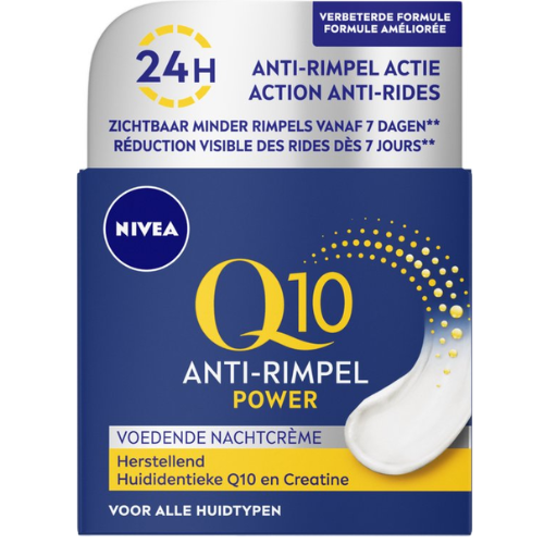 NIVEA Q10 POWER Anti-Rimpel Nachtcrème - Alle huidtypen - Crème Verrijkt met Q10 en Creatine - 50 ml
