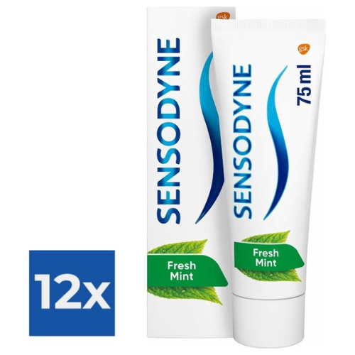 Sensodyne Tandpasta Fresh Mint Voordeelverpakking - 12 x 75 ml