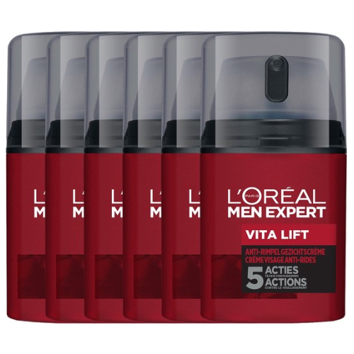 L'Oréal Paris Men Expert Vita Lift Hydraterende Gezichtscrème - 6 x 50 ml - Voordeelverpakking - Anti-rimpel