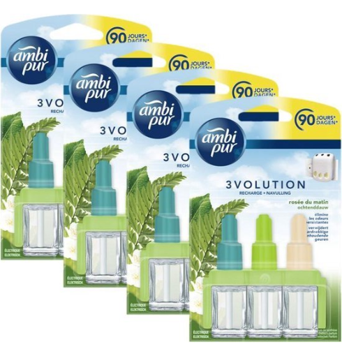 Ambi Pur Luchtverfrisser navulling 3Volution Ochtend Dauw 4 x 20 ml