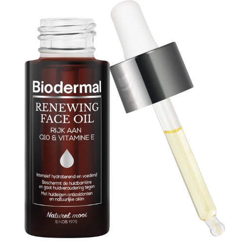 Biodermal gezichtsolie - Renewing Face Oil met krachtige huideigen antioxidanten Q10 - Perfect te mengen met dagcrème - Anti age Olie - 30ml