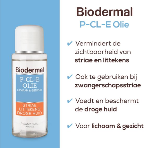 Biodermal P-CL-E Olie - Huidolie - Huidverzorging voor striae, littekens en droge huid - Huidolie 75 ml