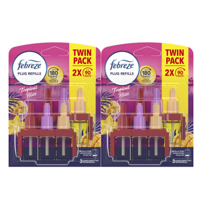 Ambi pur - Febreze Tropical Bliss - Navulling Luchtverfrisser - Mango & Passievrucht geur - 2x 2duo pack