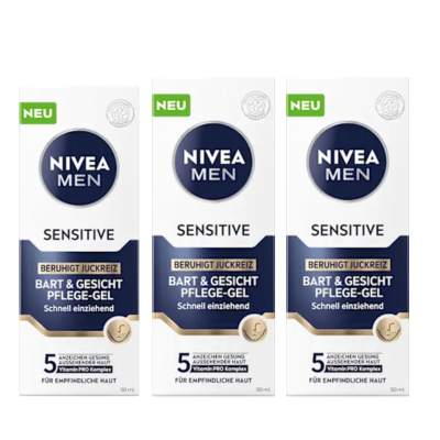 NIVEA MEN Sensitive Hydraterende  Gezichtgel  -baard - Moisturizer - 24H Hydratatie - Moisturizer - Gezichtsgel Mannen -voordeelverpakking 3x 75 ml