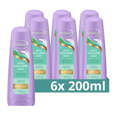 Andrélon Haar Haarverzorging - Conditioner - Kokos Volume Boost - 6 x 200 ml